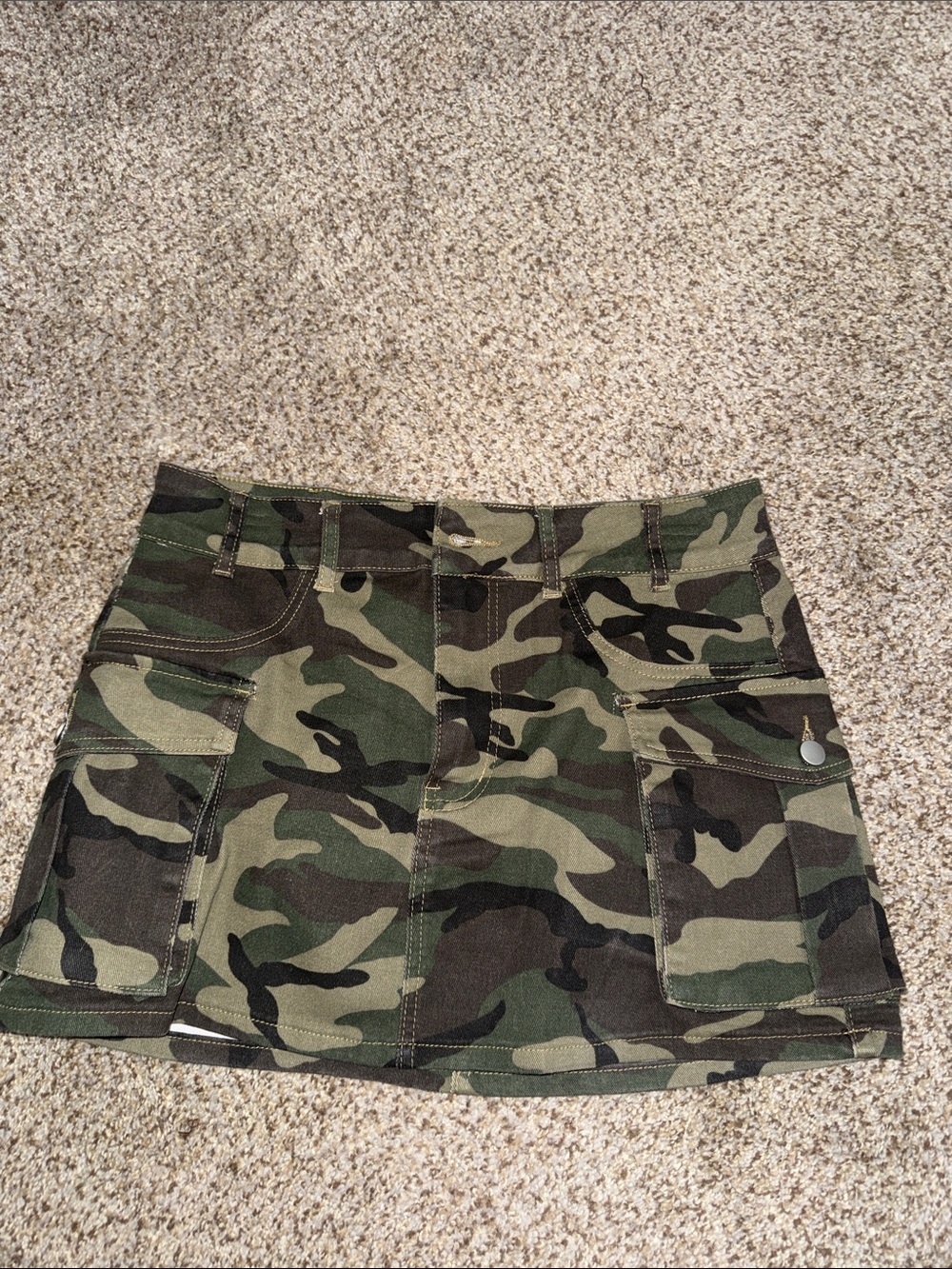 Camouflage Cargo Mini Skirt - Green Camo